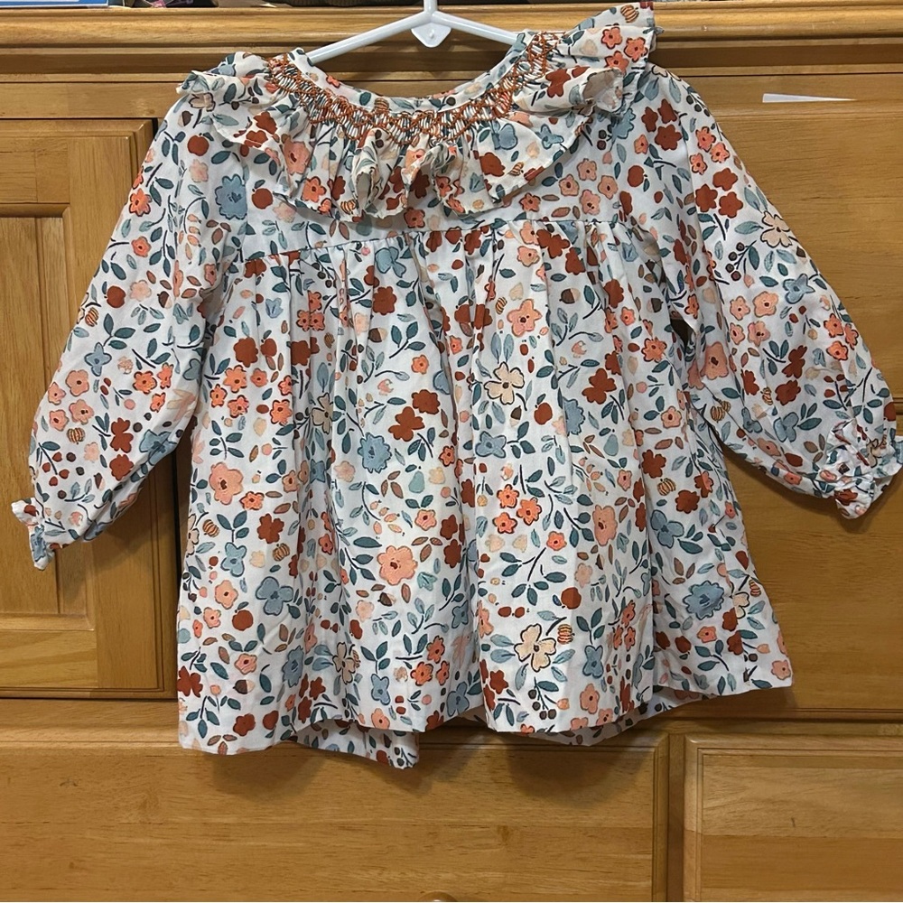 Southern Taters Girl’s Fall Floral Smocked Long-Sleeve Dress Size 24 Months